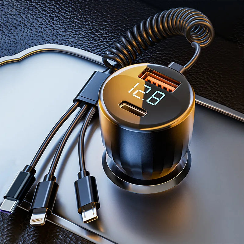 מטען רכב חדש בעיצוב דקורטיבי עם מספר יציאות טעינה מהירה – אביזר שימושי ואלגנטי לרכב שלך.