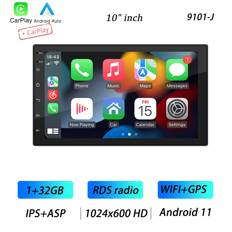 מולטימדיה לרכב – מסך 7"/9"/10", Android 12 עם CarPlay ו-GPS