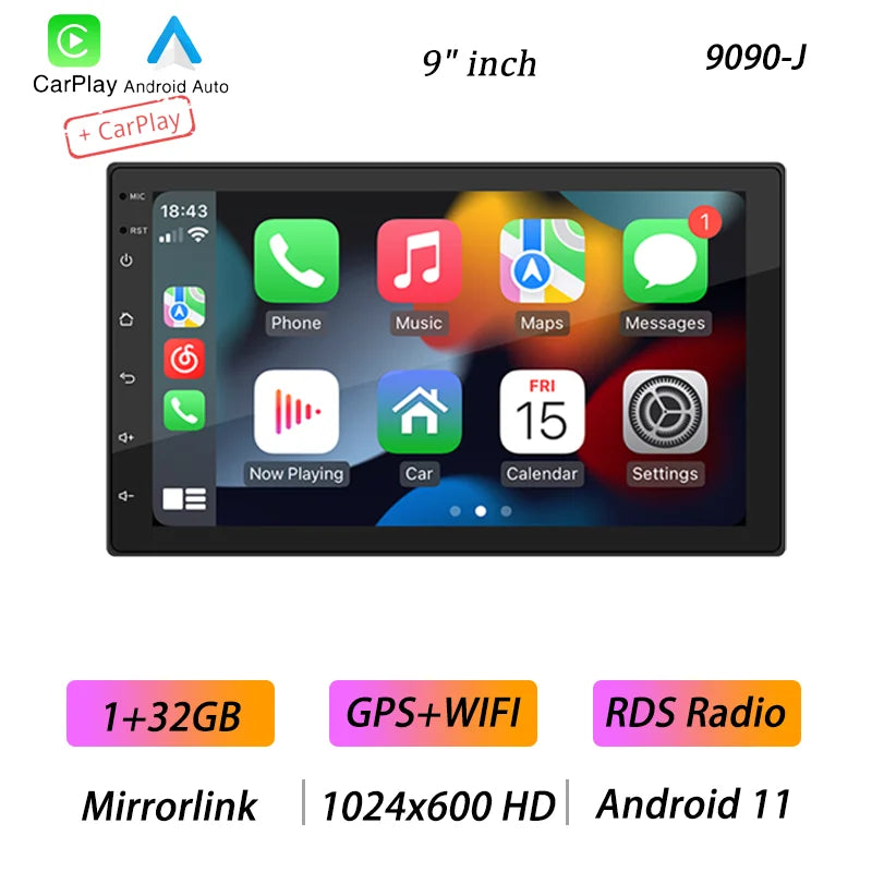מולטימדיה לרכב – מסך 7"/9"/10", Android 12 עם CarPlay ו-GPS