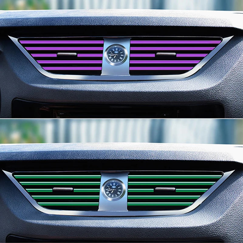 סט של 10 פסי קישוט רכים בצורת U לפתחי מיזוג האוויר – אביזר פנים אוניברסלי המוסיף עיצוב אלגנטי וייחודי לרכב.